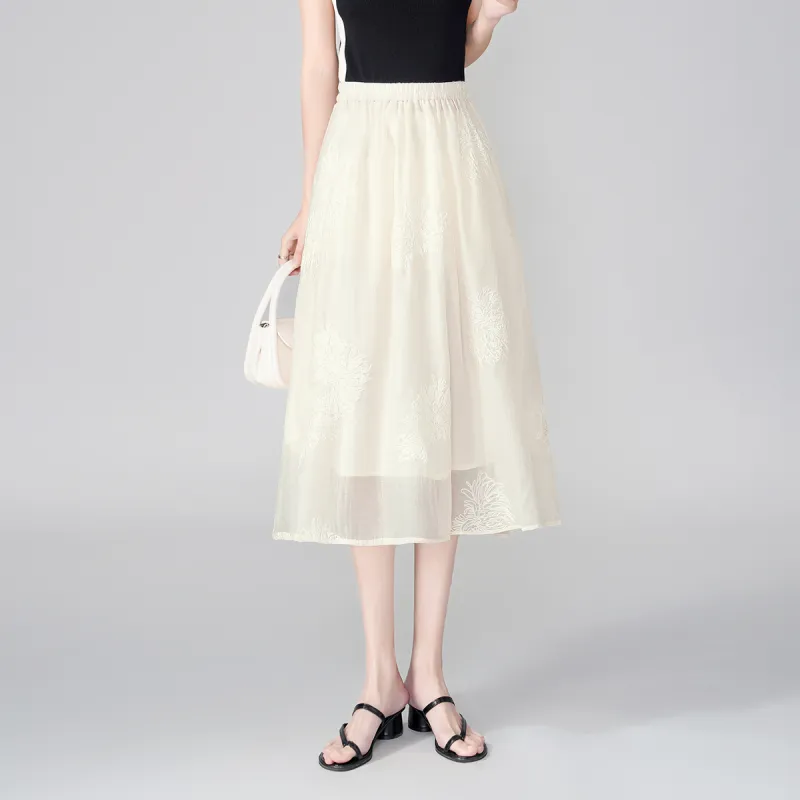 0571 Family Casual Long Skirts Women's Apricot-2