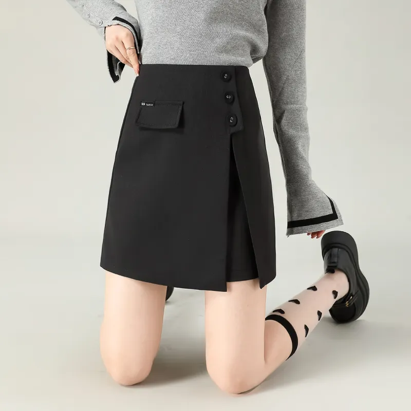 0571 Family Casual Short Skirts Women's Black-3