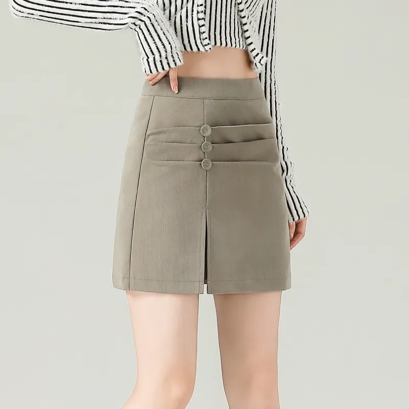 0571 Family Casual Short Skirts Women's Khaki-4