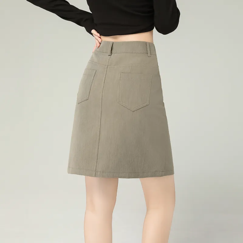 0571 Family Casual Short Skirts Women's Khaki-6