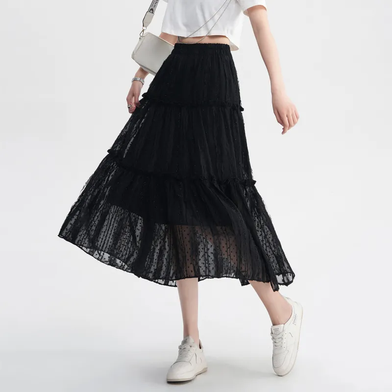 0571 Family Casual Long Skirts Women's Black-5