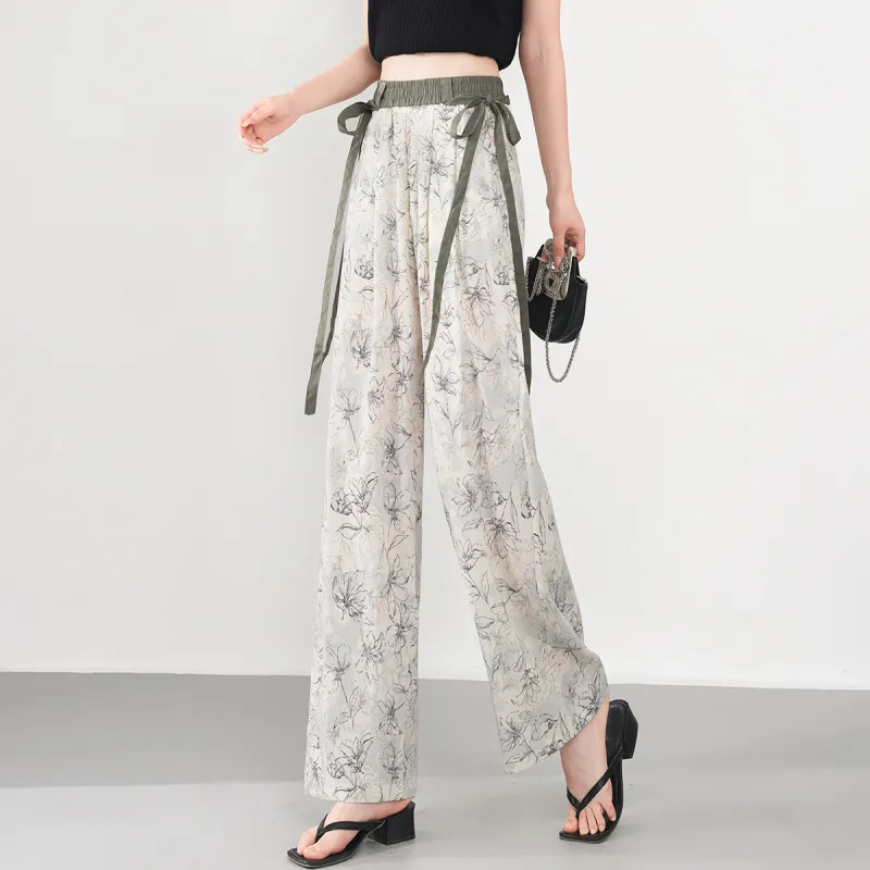 0571 Family Casual Pants Women's Ink Wash Late Apricot-2