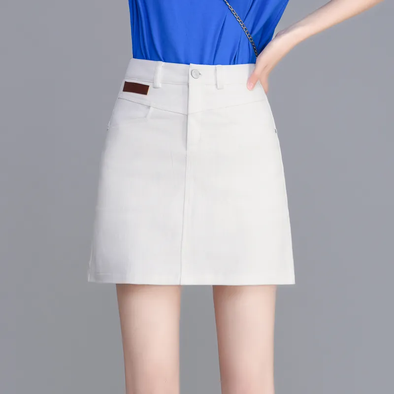 0571 Family Denim Short Skirts Women's White-2