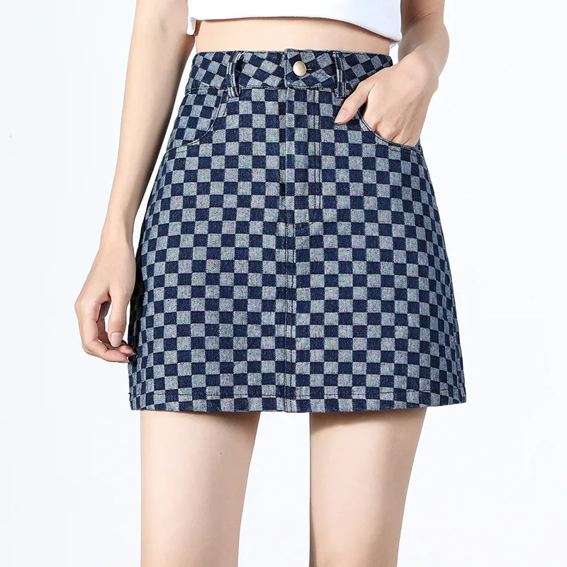0571 Family Denim Short Skirts Women's Blue-4
