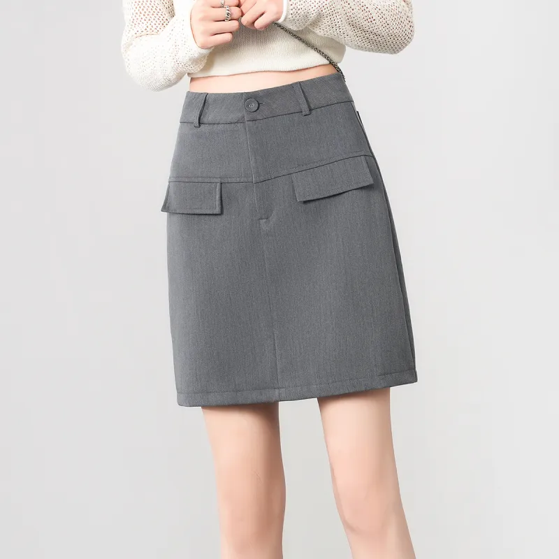 0571 Family Casual Short Skirts Women's Gray-5