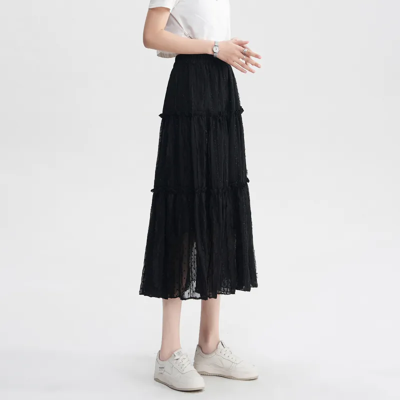 0571 Family Casual Long Skirts Women's Black-6