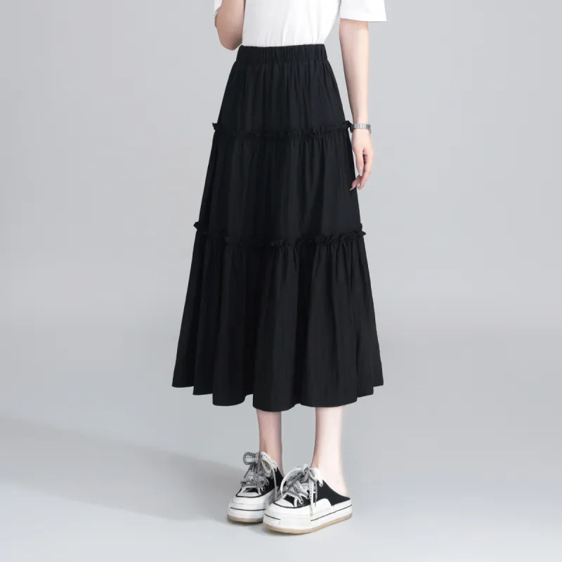 0571 Family Casual Long Skirts Women's Black-7