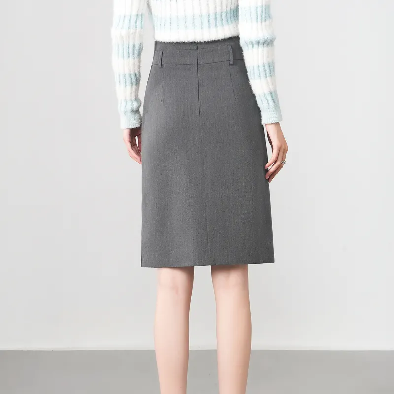 0571 Family Casual Long Skirts Women's Gray-7