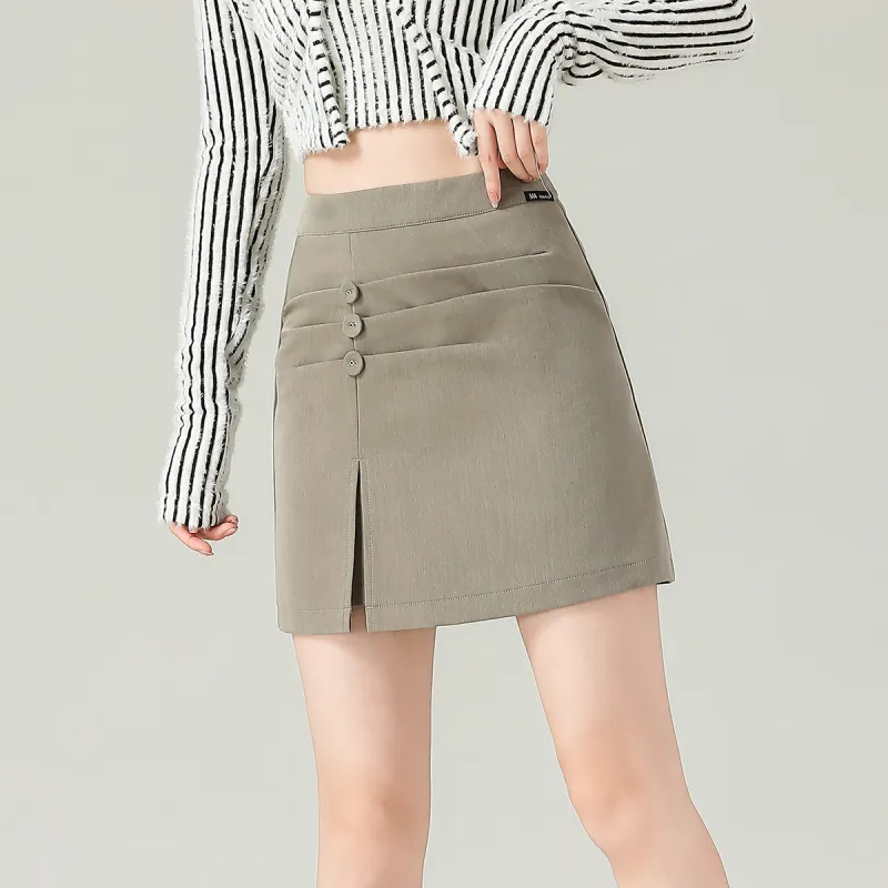 0571 Family Casual Short Skirts Women's Khaki-3