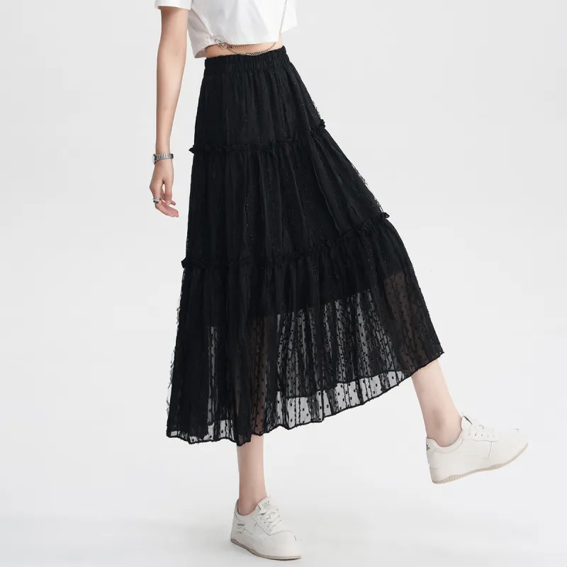 0571 Family Casual Long Skirts Women's Black-4