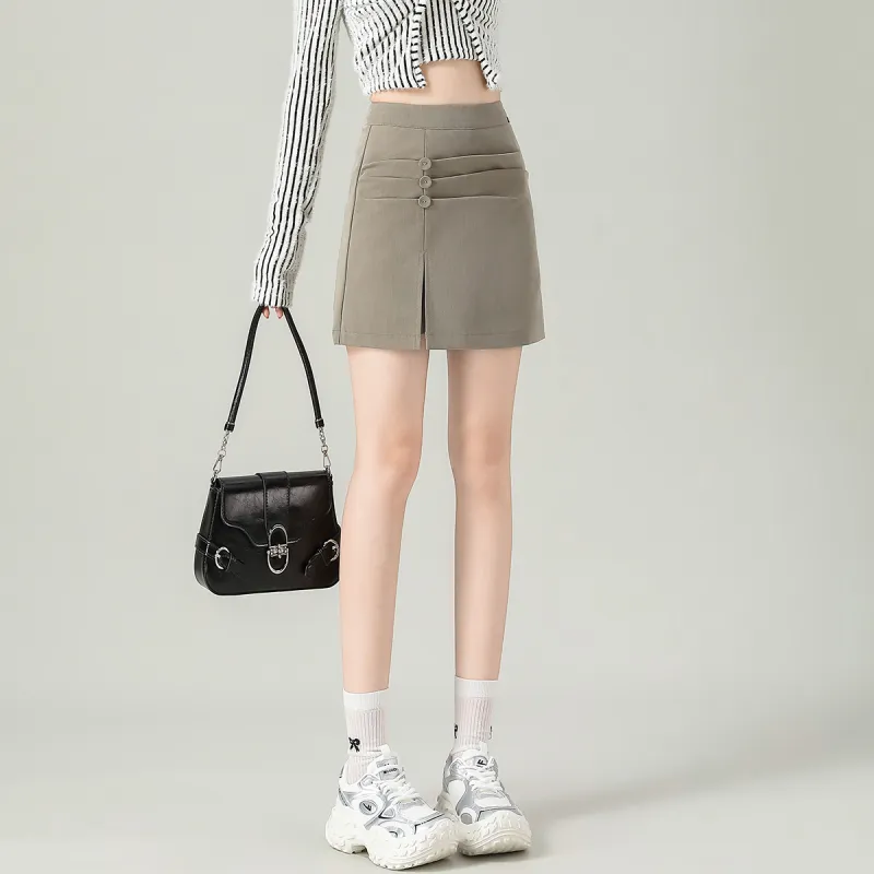 0571 Family Casual Short Skirts Women's Khaki-5
