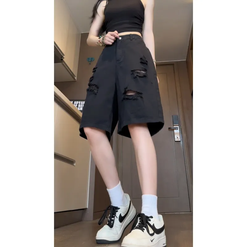 UNthemed Denim Shorts Unisex Black-5