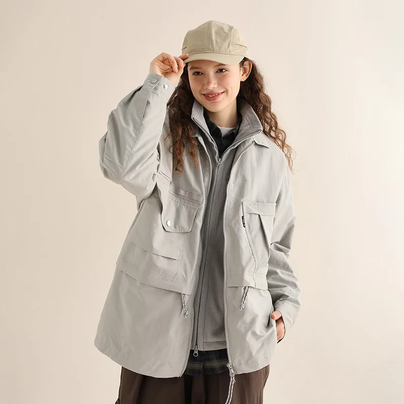 SET FUNS SETFUNS Outdoor Workwear Jacket Fall Unisex Gray Beige-3
