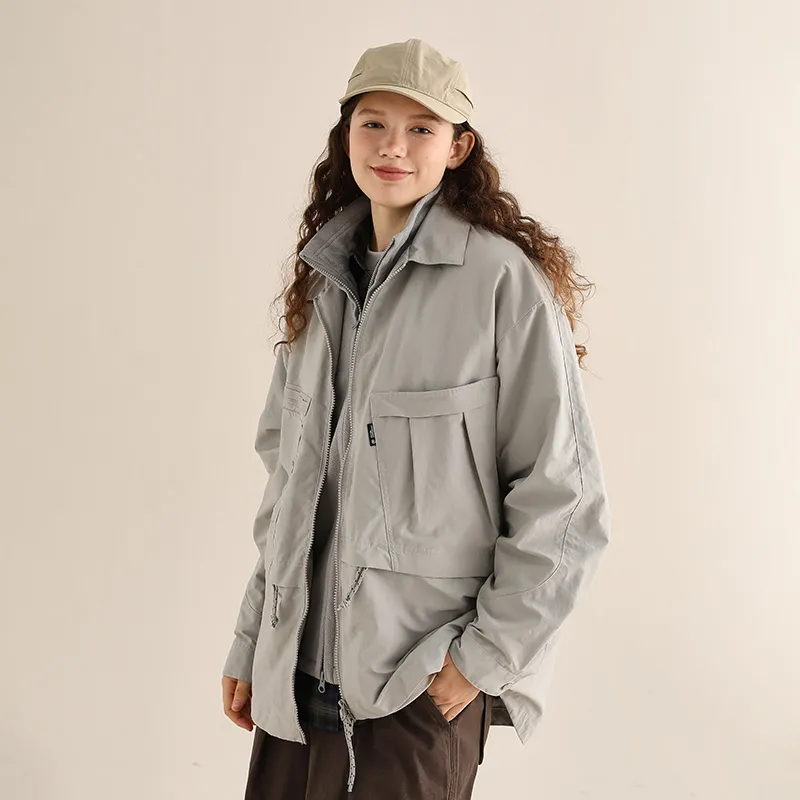 SET FUNS SETFUNS Outdoor Workwear Jacket Fall Unisex Gray Beige-2
