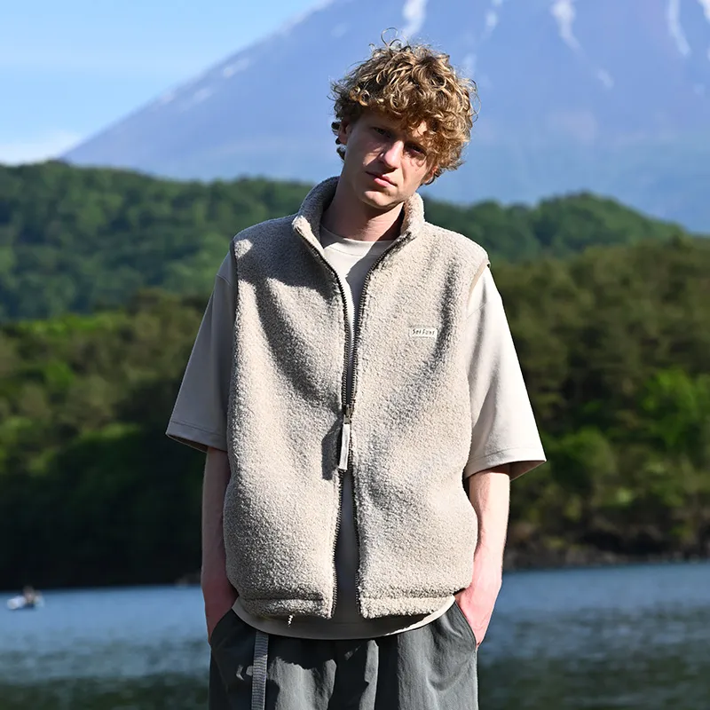 SET FUNS SETFUNS Outdoor Style Vest Fall Unisex Sheep Grey-4