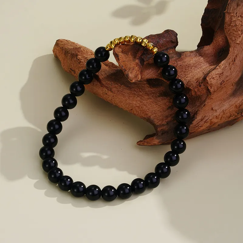 CHOW TAI SENG Agate Advanced Textured Beaded Bracelet Elegant Accessories Men's-2