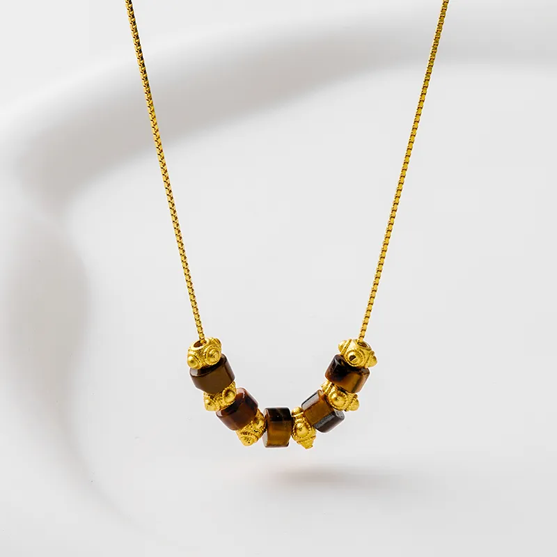 CHOW TAI SENG Tiger's Eye Stone Necklaces Women's-5