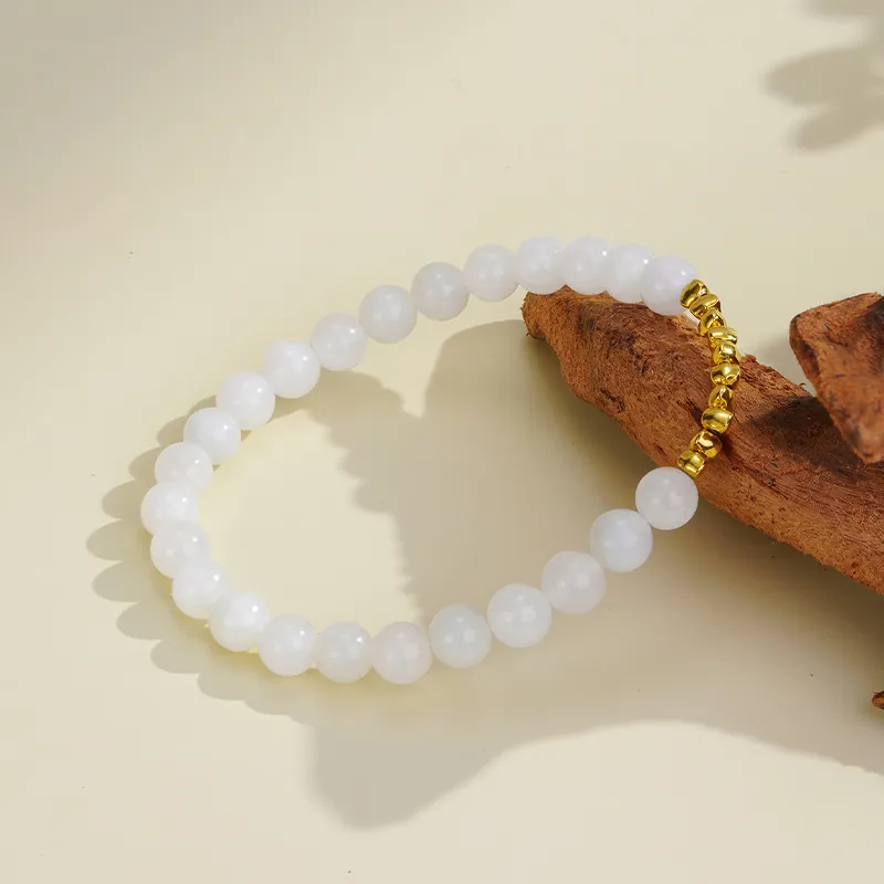 CHOW TAI SENG Agate Advanced Textured Beaded Bracelet Elegant Accessories Men's-8