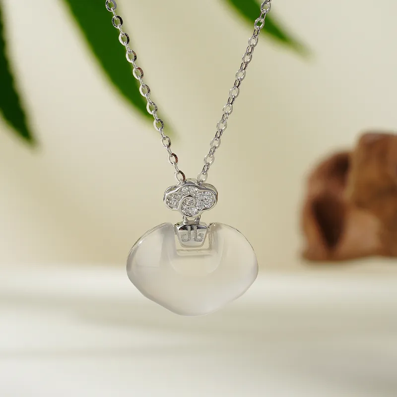 CHOW TAI SENG Chalcedony Elegant Dancing Necklace, Collarbone Chain Women's-4