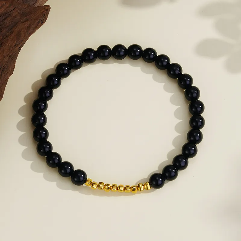 CHOW TAI SENG Agate Advanced Textured Beaded Bracelet Elegant Accessories Men's-3