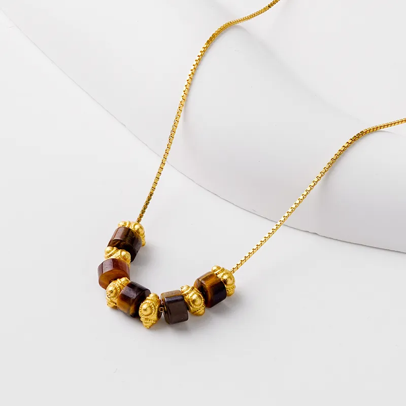 CHOW TAI SENG Tiger's Eye Stone Necklaces Women's-6