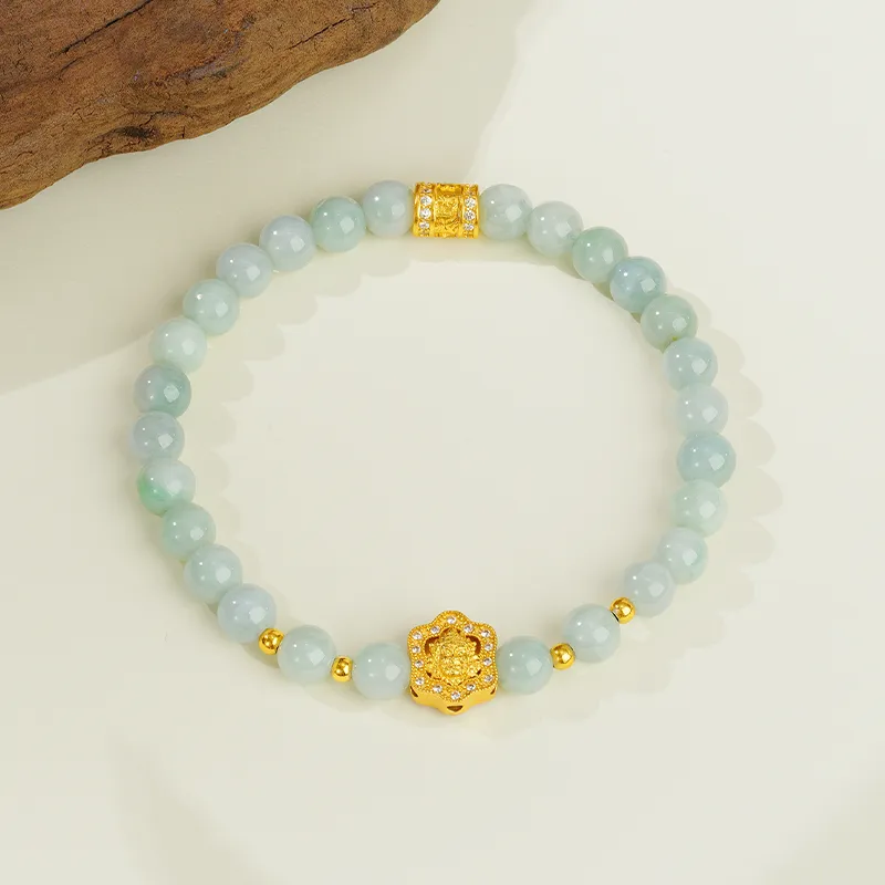 CHOW TAI SENG Bean Type Jadeite Bracelet, Chinoiserie Style, Shining Yet Unobtrusive Unisex-1