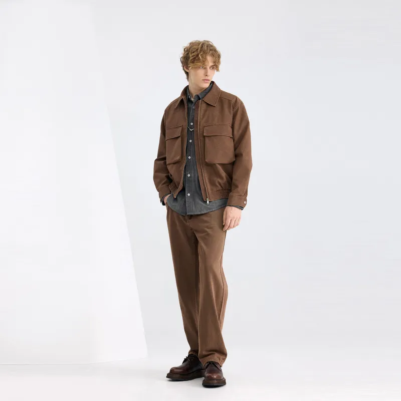 WILD LEADER Leather Jacket Unisex Khaki-2