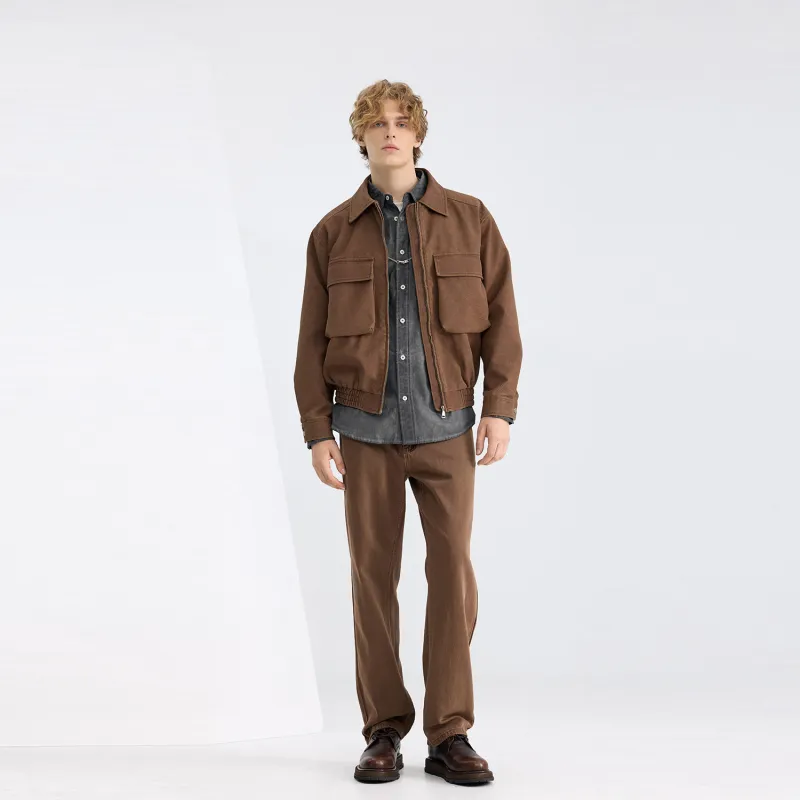 WILD LEADER Leather Jacket Unisex Khaki-6