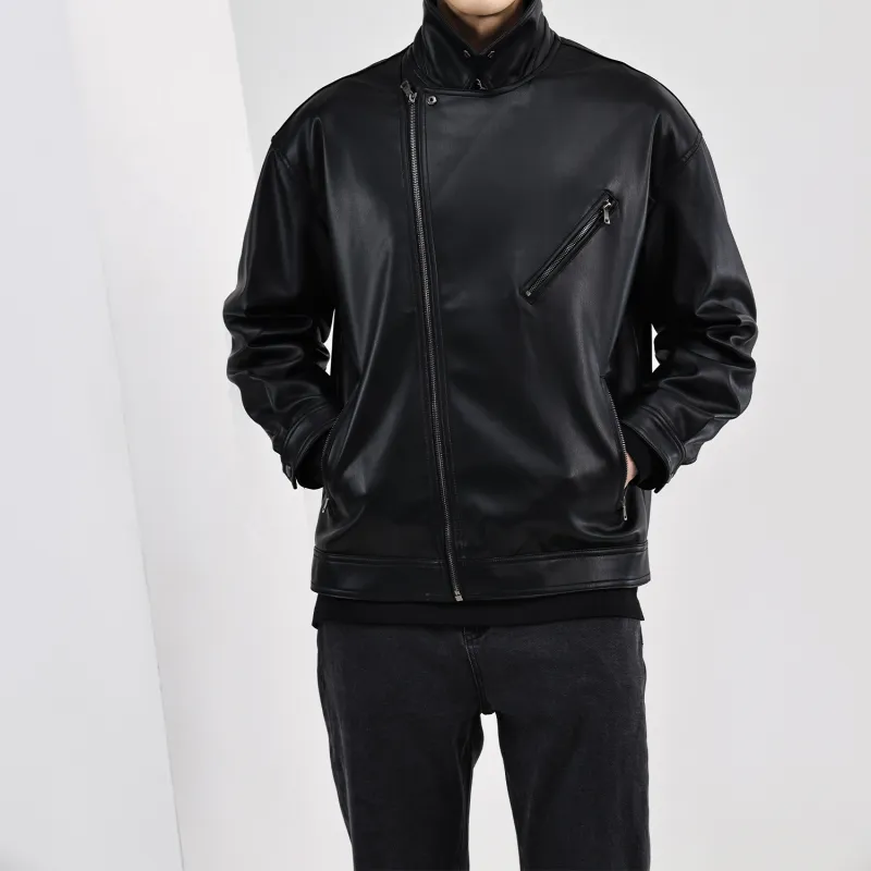 WILD LEADER Leather Jacket Men's Black-2