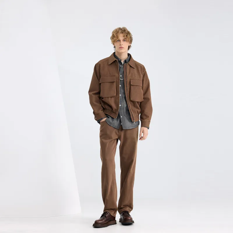 WILD LEADER Leather Jacket Unisex Khaki-3