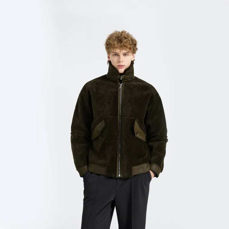 WILD LEADER Leather Jacket Unisex Green-4