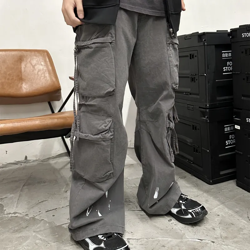 BOS BEAR Cargo Pants Unisex Gray-7