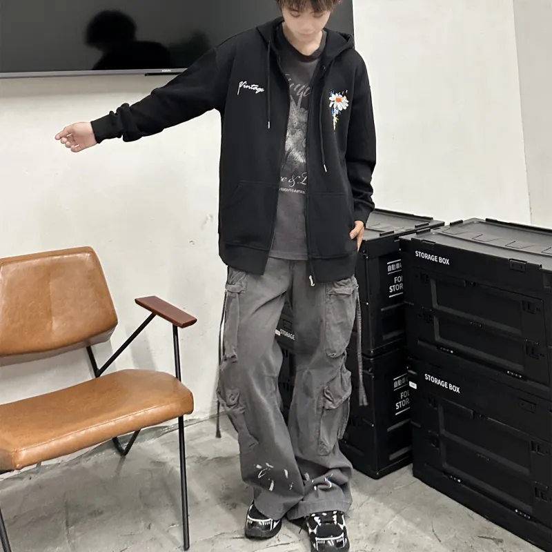 BOS BEAR Cargo Pants Unisex Gray-4