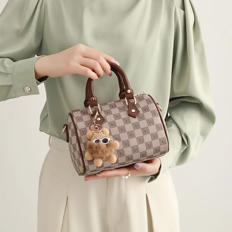 H YXIANG PVC Shoulder Bag, Crossbody Bag, Handbag Women's Khaki-3