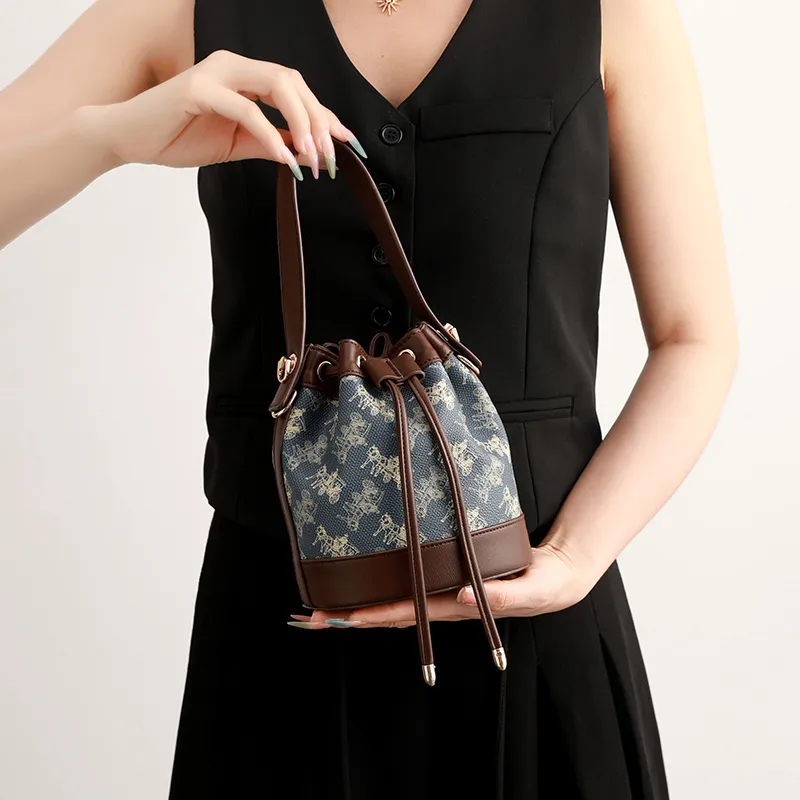 H YXIANG PVC Bucket Bag, Shoulder Bag, Crossbody Bag, Handbag Women's Blue-6