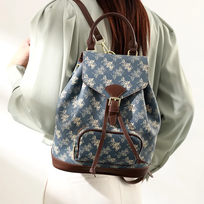H YXIANG PVC Polyvinyl Chloride Backpack Women's Blue-6