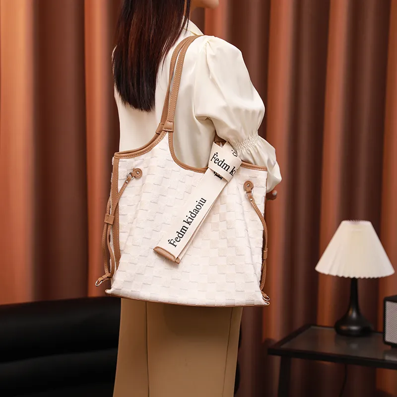H YXIANG Canvas Tote Bag Shopping Bag Canvas Bag Shoulder Bag Regular Women's White-4