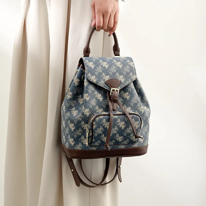 H YXIANG PVC Polyvinyl Chloride Backpack Women's Blue-4