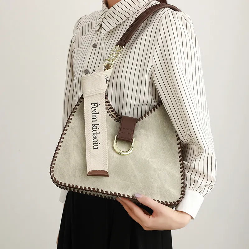 H YXIANG Microfiber Synthetic Leather Shoulder Bag Women's Green-2