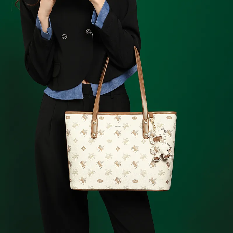 H YXIANG Cow Leather Tote Bag Shopping Bag Shoulder Bags Women's Nut Apricot/Ecru/Phantom Blue-5