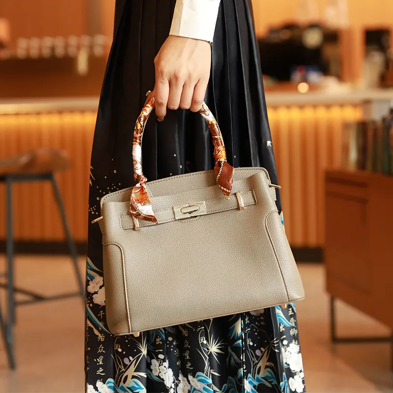 H YXIANG Microfiber Synthetic Leather Tote Bag Shopping Bag Handbag Women's Elephant Gray-7
