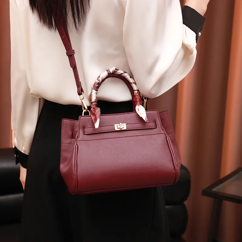 H YXIANG Microfiber Synthetic Leather Handbag Regular Women's Burgundy-1