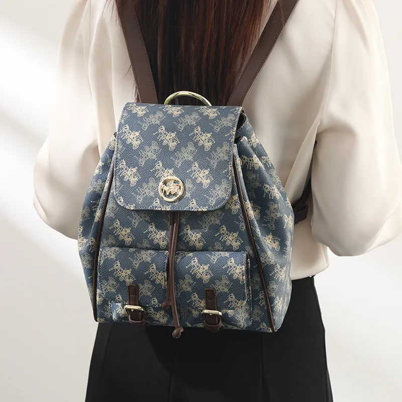 H YXIANG PVC Polyvinyl Chloride Backpack Regular Women's Blue-3