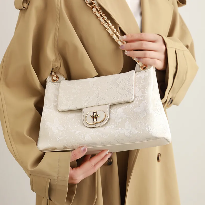 H YXIANG Microfiber Synthetic Leather Crossbody Bag, Shoulder Bag Women's Ecru-4