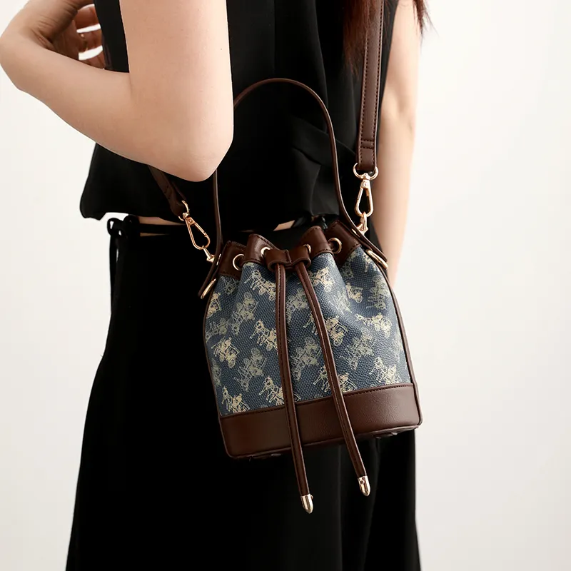 H YXIANG PVC Bucket Bag, Shoulder Bag, Crossbody Bag, Handbag Women's Blue-3