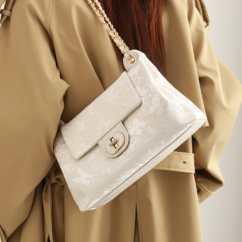 H YXIANG Microfiber Synthetic Leather Crossbody Bag, Shoulder Bag Women's Ecru-2
