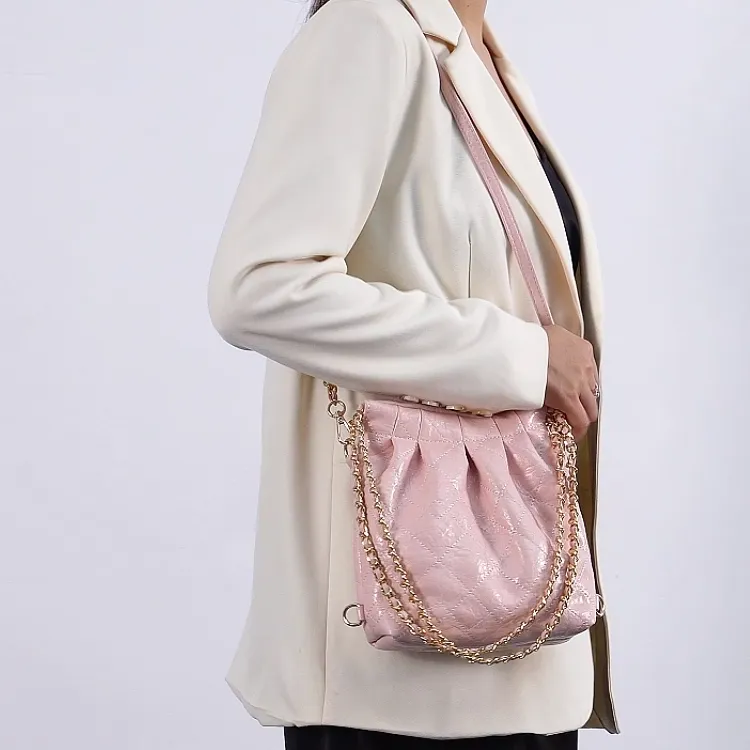 H YXIANG Artificial Leather Portable One Shoulder Backpack Regular Women's Black/Silver/Pink/Beige-2