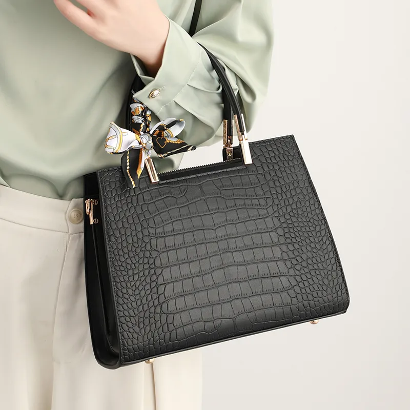 H YXIANG Microfiber Synthetic Leather One Shoulder Handbag Women's Black-3
