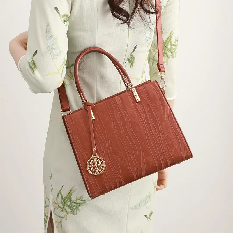 H YXIANG Microfiber Synthetic Leather Shoulder Bag, Crossbody Bag, Handbag Women's Brown Red-7
