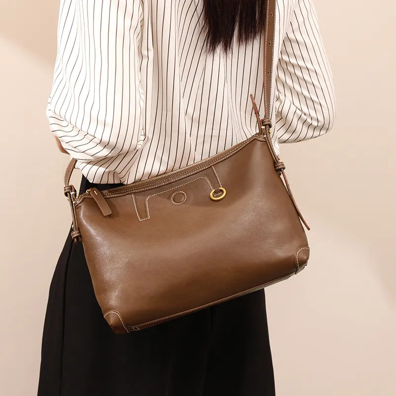 H YXIANG Microfiber Synthetic Leather Shoulder Bag Regular Women's Brown/Suede/Black-7